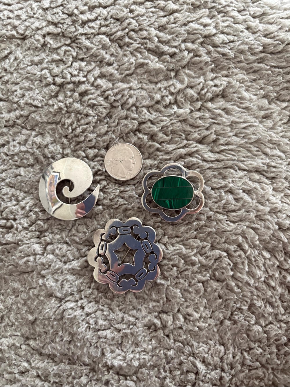 Set of 3 Sterling Silver Pins (2 are vintage.)